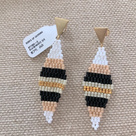 Johnny Was Jewelry - JOHNNY WAS Earrings; Black, White & Tan; Goldtone